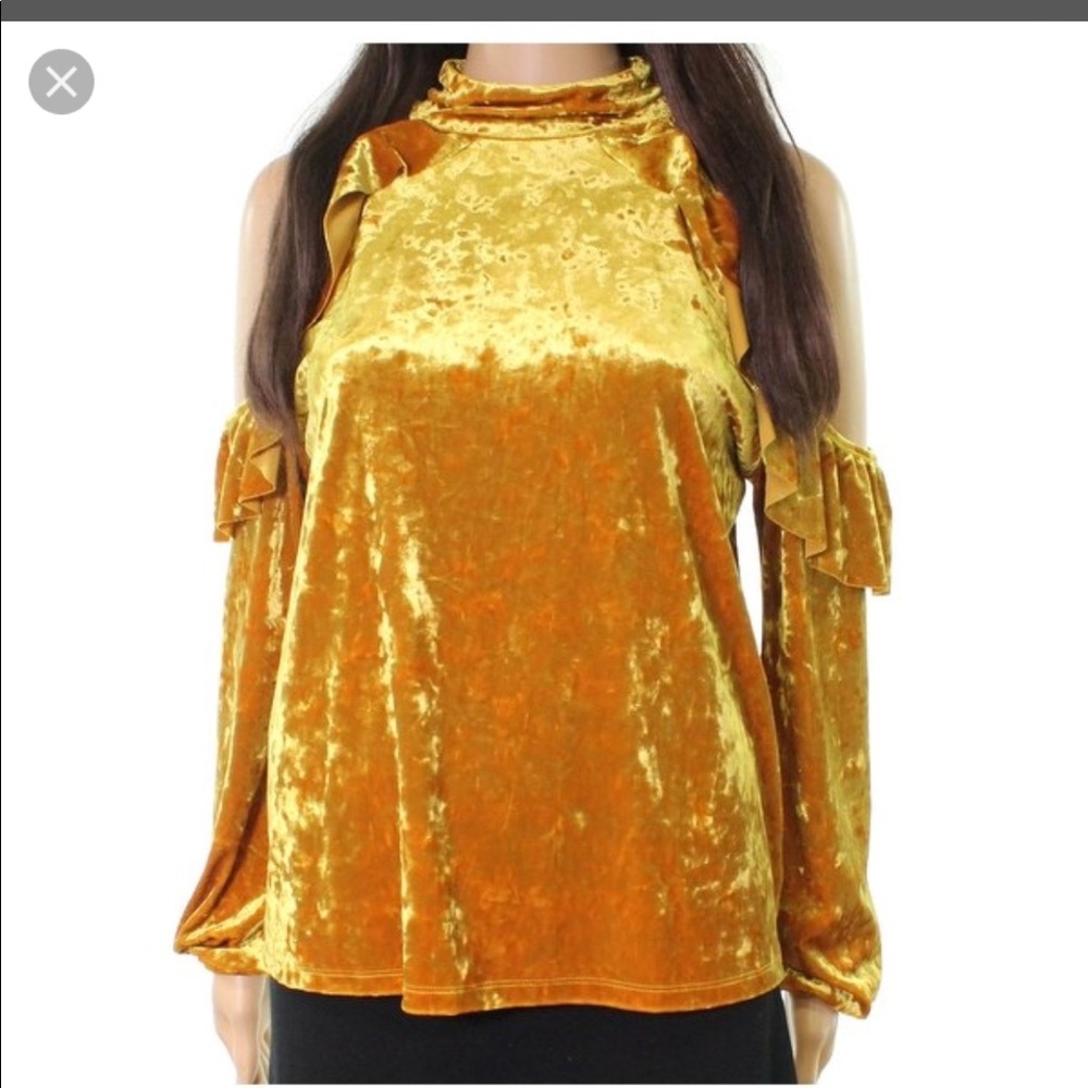 Free Press Velour cold shoulder ruffle top NWT S